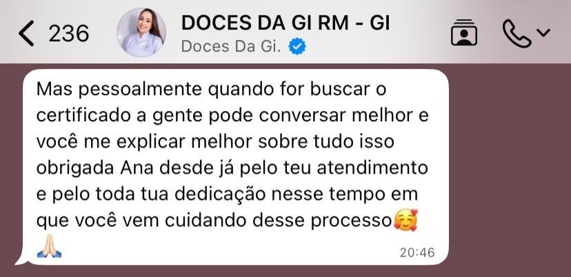 Print de depoimento no WhatsApp
