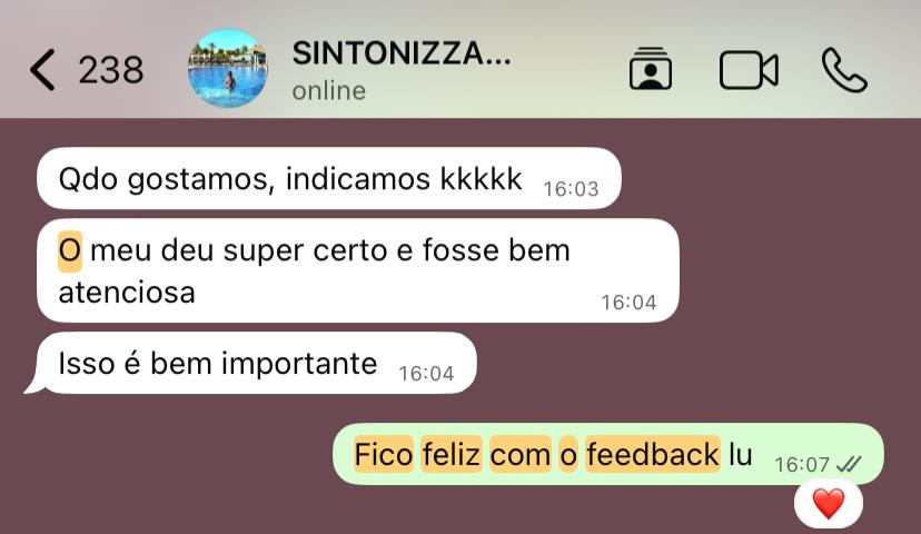 Print de depoimento no WhatsApp