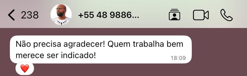 Print de depoimento no WhatsApp