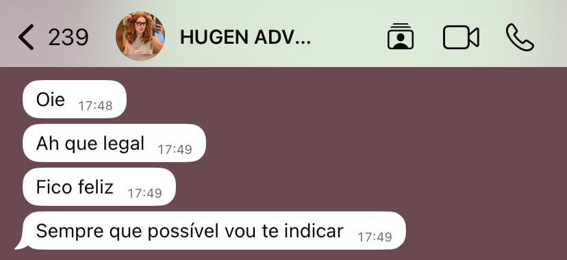 Print de depoimento no WhatsApp